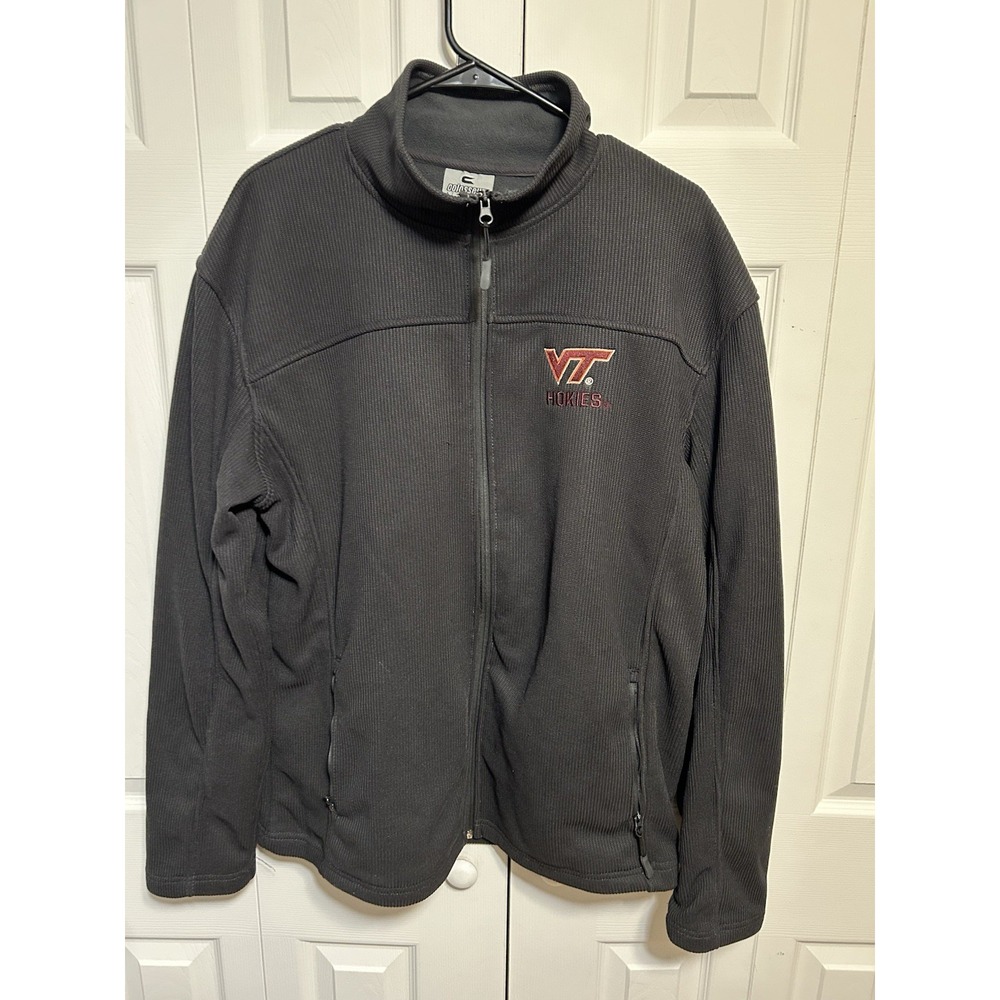 Virginia Tech Hokies Colosseum  Full Zip Ribbed Fleece Jacket, Men's Black Sz-XL